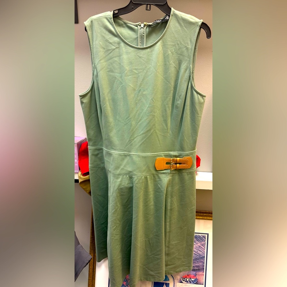 Lauren Ralph Lauren Green Sleeveless A-Line Midi Sophisticated DressPlus Size 18 - Picture 2 of 5